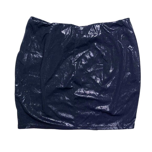 Halara Shimmery Black Slit Front Mini Skirt Sz XS Shiny Black 4 Way Stretch - Picture 7 of 8